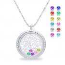 Woman Day Gift Family Tree of Life Birthstone Necklace Pendant Locket Charm