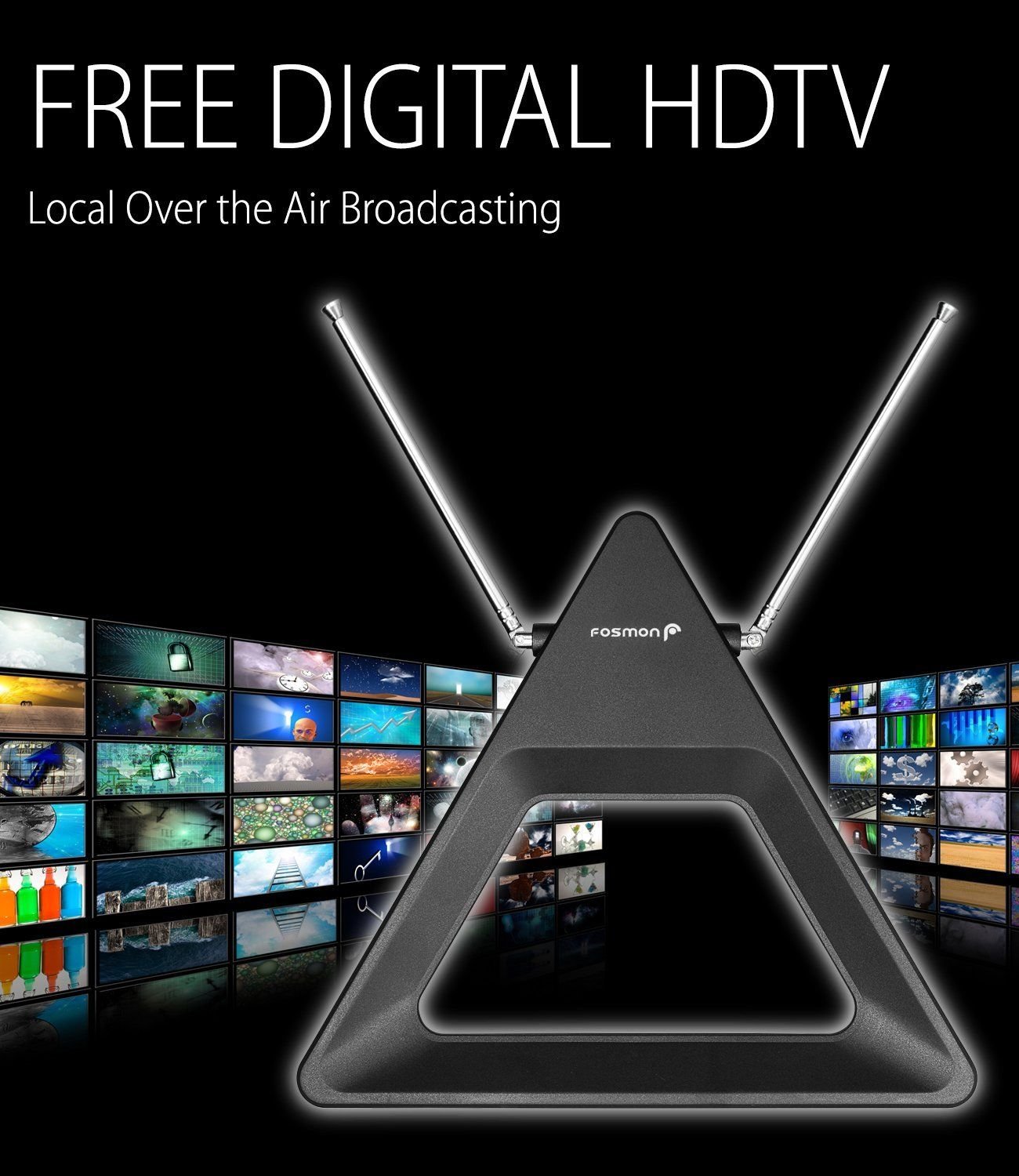 HDTV High Definition Indoor Rabbit Ear TV Cable Connector New Urban Antenna