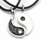 Yin Yang Chinese Taoism Balance Meditation 2 piece Pendant on Leather Necklace