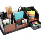 Wooden Desk Organizer Office Supplies Accessories Storage Drawer Tray Pencil Pen