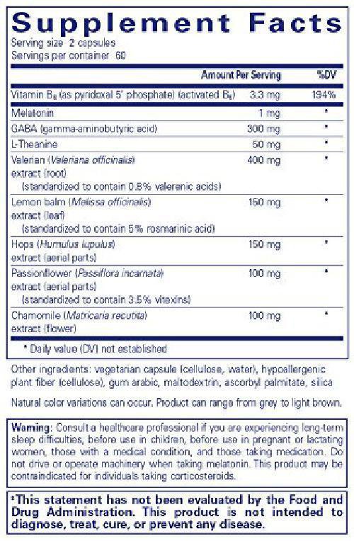 Pure encapsulations best rest formula hypoallergenic supplement for