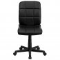 Mid-Back Black Quilted Vinyl Swivel Task Chair Contoured Seat and Back NEW