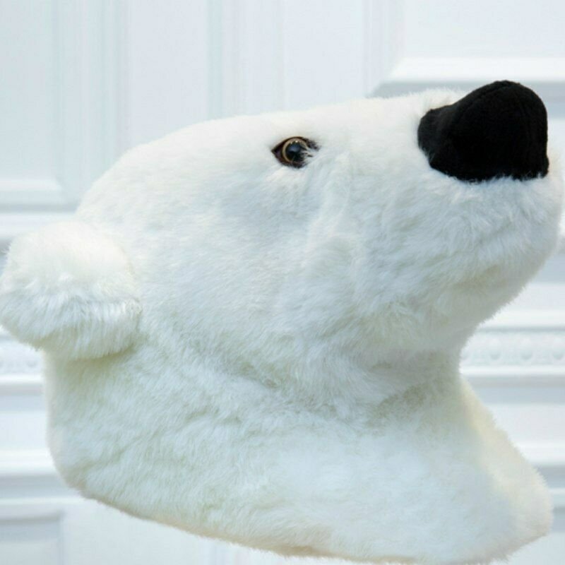 animated plush bear head with wall mount