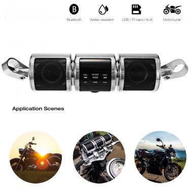 Motorcycle MP3 Player Speaker Bluetooth Music FM Radio Waterproof Adjustable
