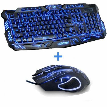 Tri-Color Backlit Computer Gaming Keyboard Teclado USB Powered Full N-Key Game