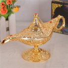 KiWarm Classic Metal Carved Aladdin Lamp Light Wishing Tea Oil Pot Decoration