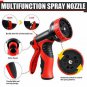COCTN 50ft Red Garden Hose Expandable Water Hose, Durable Flexible Hose, 9 Funct