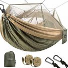 HCcolo Double Camping Hammock with Mosquito Net, 10ft Hammock Tree Straps & Cara