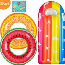balnore Pool Floats for Kids, 3 Pcs Inflatable Swim Tube Raft with Summer Fruits