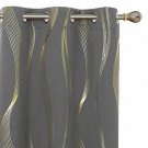 Deconovo Room Darkening Blackout Curtains Foil Golden Printed Wave Striped Gromm