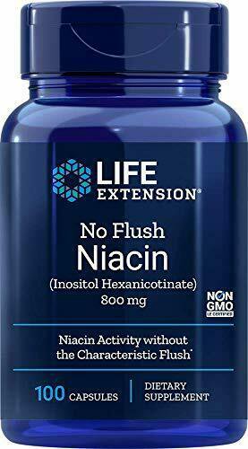 Life Extension No Flush Niacin (Inositol Hexanicotinate) 800 Mg , 100 Capsules