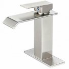 BWE Waterfall Spout Brushed Nickel Single Handle One Hole Bathroom Sink Faucet D