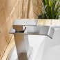 BWE Waterfall Spout Brushed Nickel Single Handle One Hole Bathroom Sink Faucet D