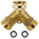 ATDAWN 2 Way Brass Hose Splitter, 3/4" Brass Hose Connectors, Y Connector Garden