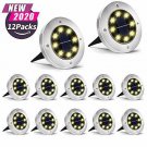 Otdair Solar Ground Lights, 8 LED Warm Light Outdoor Solar Disk Lights, Waterpro