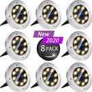 Biling Solar Disk Lights Outdoor, 8 LED Bulbs Solar Ground Lights Outdoor Waterp
