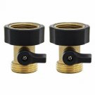 Twinkle Star Heavy Duty Brass Shut Off Valve Garden Hose Connector, Set of 2, TW