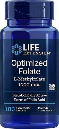 Life Extension Optimized Folate (L-Methylfolate), 1000 mcg 100 vegetarian Tablet