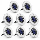 PAMAPIC Solar Ground Lights 8 Pack, 8 LED Solar Powered Disk Lights Outdoor Wate