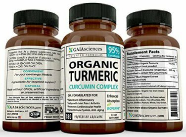 GAIA Sciences Turmeric Curcumin Bioperine 180ct 2100mg 95% Standardized Best Abs