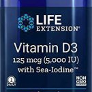 Life Extension Vitamin D3 5000 Iu with Sea-Iodine Capsules, 60 Count, Package ma