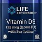 Life Extension Vitamin D3 5000 Iu with Sea-Iodine Capsules, 60 Count, Package ma