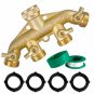 Hourleey Brass Garden Hose Splitter (4 Way), Solid Brass Hose Connector 3/4", Ho