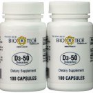 Bio-Tech - D3-50 50,000 IU, 100 Capsules (Pack of 2)
