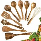 Wooden Cooking Utensils,10 Pack Kitchen Utensils Wooden Spoons for Cooking,Teak