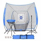 JOGENMAX 7'×7' Baseball Softball Practice Net + Deluxe Tee + Ball Caddy + 3 Trai