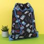FRINGOO Kids Drawstring Bag With Front Zipped Pocket PE Kit Bag School Backpack