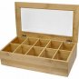 Estilo Bamboo Tea Storage Box, 10 Equally Divided Compartments