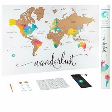Scratch Off Map of The World | Deluxe Watercolor Wanderlust Edition | XL Size 24