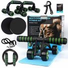 AB Roller Wheel 7-in-1 Kit with Push-UP Bar, Hand Griper, Jump Rope,Gliding Disc