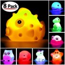 Bath Toys, 8 Pcs Light Up Floating Rubber animal Toys set, Flashing Color Changi
