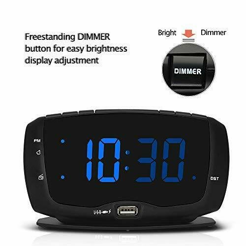 DreamSky Digital Alarm Clock Radio FM Radio, 1.4 Inches Large Blue LED