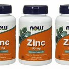 Now Foods Zinc Gluconate 50 Milligram Tablets,Pack of 3
