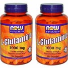 Now Foods L-Glutamine, Double Strength, 1000 mg, 120 Capsules, 2 Pack