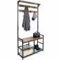 HOMEKOKO Coat Rack Shoe Bench, Hall Tree Entryway Storage Bench, Wood Look Accen