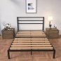 GMNEW Full Size Bed Frames, Wood Platform Mattress Foundation, Full 9 Legs Suppo