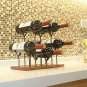 STONE Countertop Bottle Rack, Tabletop Wood Bottle Holder, Hold 6 Bottles, Perfe