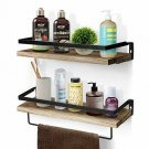 Amada Rustic Floating Shelves Wall Mounted, Solid Paulownia Wood Set of 2 for Ki