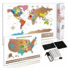 Scratch Off Map of World + Bonus Scratch Off USA Map Poster, Including Complete