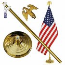 A-ONE 8FT Telescopic Indoor Flagpole Kit, Heavy Duty US Telescoping Aluminum Fla