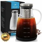 Airtight Cold Brew Coffee Maker with EXTRA-THICK Glass Carafe, Stainless Steel M