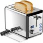 2 Slice Toaster, LOFTer Prime Rated Toasters with LED Display, Mirror Stainless