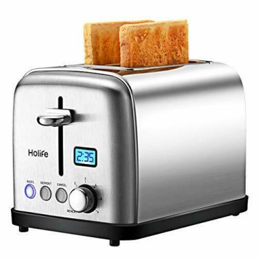 Holife Toaster 2 Slice, Stainless Steel Toaster Bagel Toaster with Digital Displ