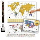 Scratch Off World Map XXL with Bonus A3 USA map - GLOBAL WALKABOUT- Country/Stat