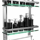 GeekDigg Bathroom Shelf, Durable Aluminum with 2 Tiers Tempered Glass Shower She