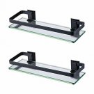 KES Bathroom Glass Shelf Aluminum Black Extra Thick Tempered Glass Rectangular 1
